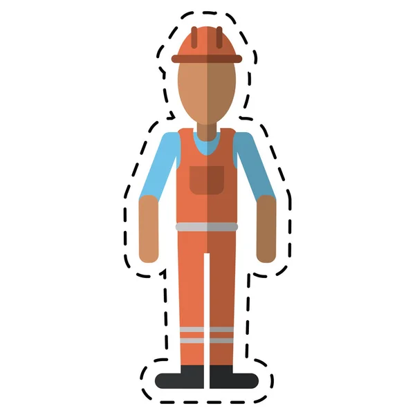 Homme avec casque uniforme travail professionnel entrepreneur-point ligne — Image vectorielle
