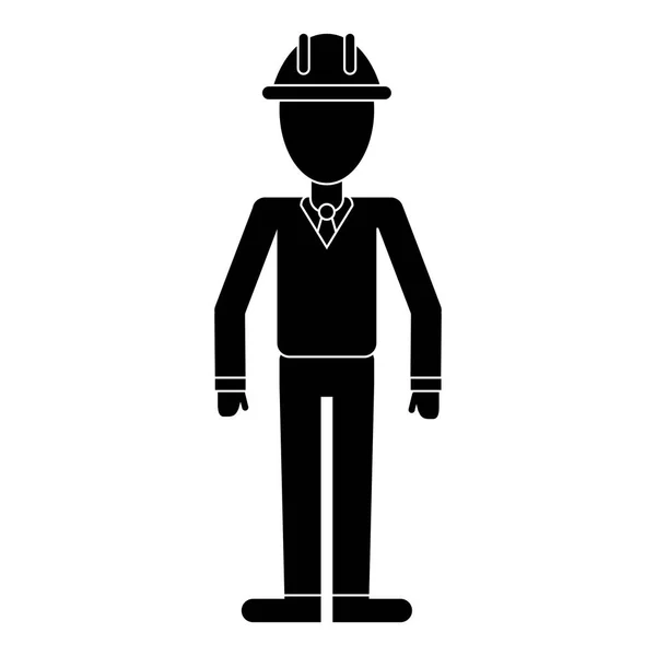 Business man helmet contruction manager pictogram — Stock Vector