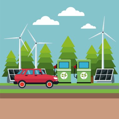 benzin pompası panel güneş Türbin Rüzgar alternatif enerji