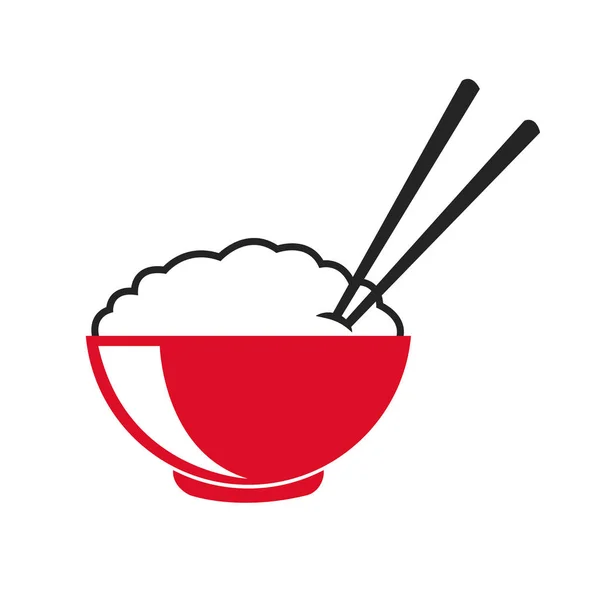 Japanische Schüssel Reis Essen — Stockvektor