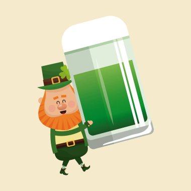 leprechaun carrying mug green beer clipart
