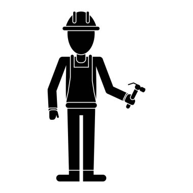İnşaat adam hammer kask çalışan piktogram