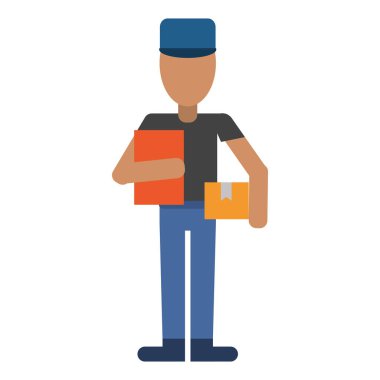 kap kutusunu ve Pano ile teslimat adam avatar