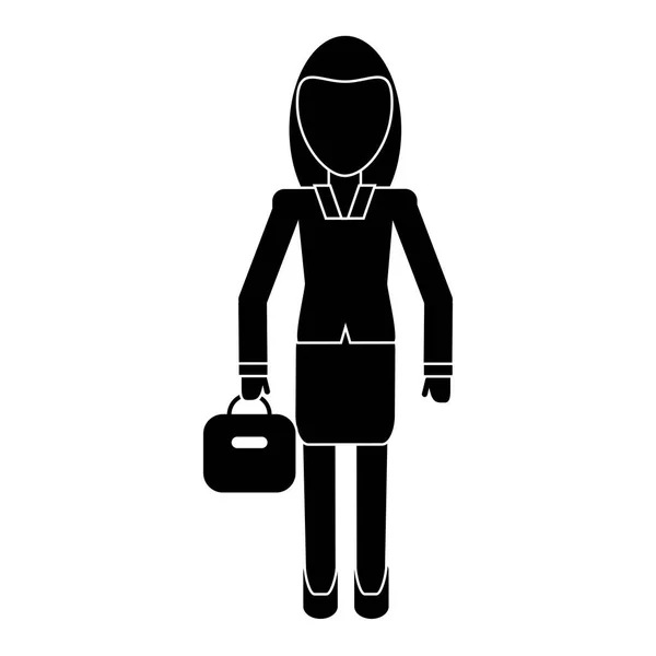 Mujer negocio maleta gerente pictograma — Vector de stock