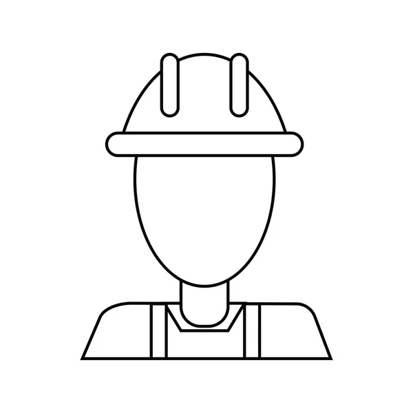 Avatar construction man overalls clipboard thin line — Stock Vector