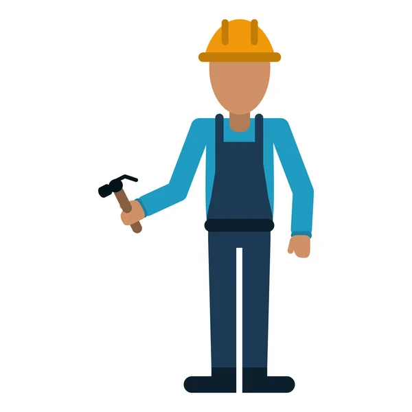 Avatar stavební muž kladivo helmu zaměstnanec — Stockový vektor