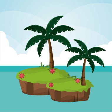 paradisiac Adası palmiye ağacı deniz