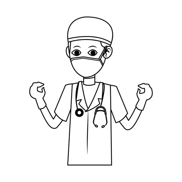 Hombre enfermera médica icono — Vector de stock