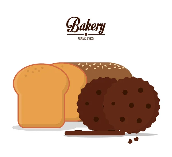 Padaria biscoitos sempre frescos sobremesa pão de centeio — Vetor de Stock