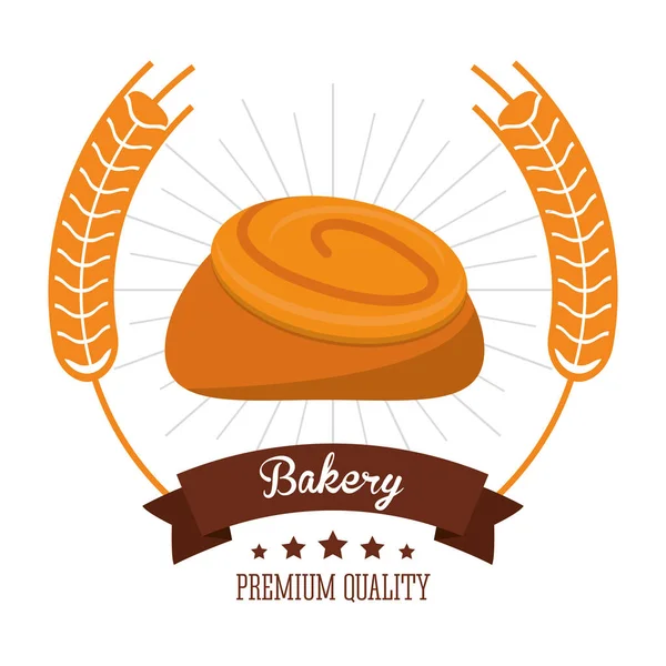 Panadería rollo pan wiyh jarabe etiqueta de calidad premium — Vector de stock