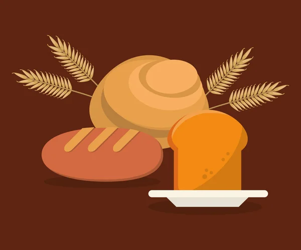 別の種類のパンの栄養食品 — ストックベクタ