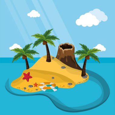 egzotik ada volkan kum deniz yıldızı lifebuoy kum palm