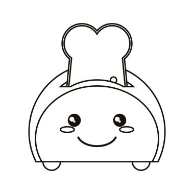 Kawaii ekmek ekmek kızartma makinesi gülümseme ince çizgi
