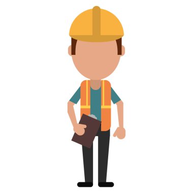 Foreman'ın inşaat kask yelek ve Pano