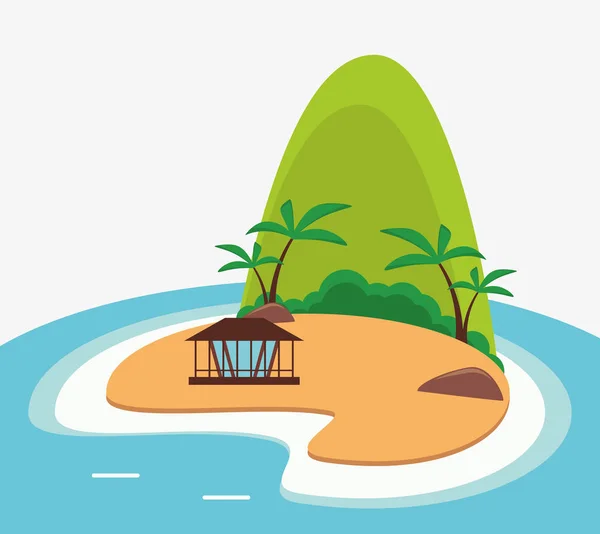 Île tropicale tourisme refuge de montagne — Image vectorielle