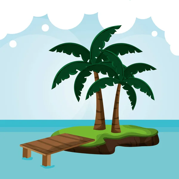 Tropicalisland quai palmier — Image vectorielle