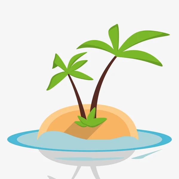 Bezludnej wyspie palm sea design — Wektor stockowy