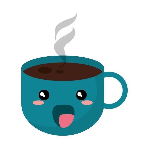 Kawaii tazza di caffè caldo — Vettoriale Stock