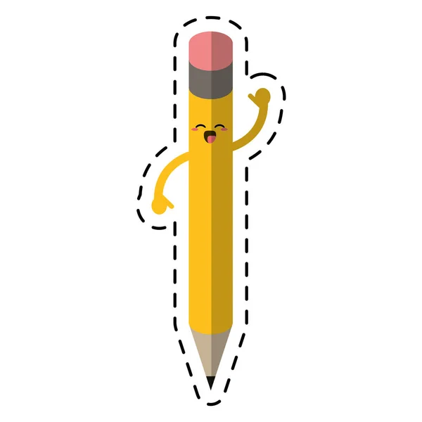かわいい鉛筆学校道具アイコンの行をカット — ストックベクタ