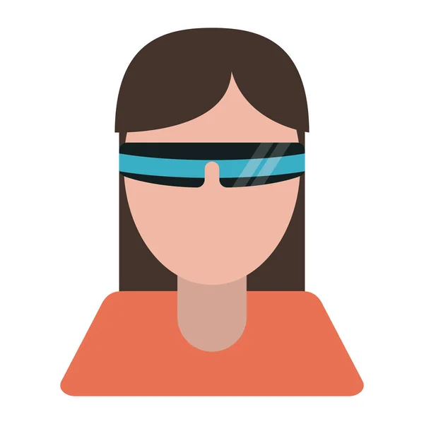 Menina com óculos de realidade virtual inteligente — Vetor de Stock