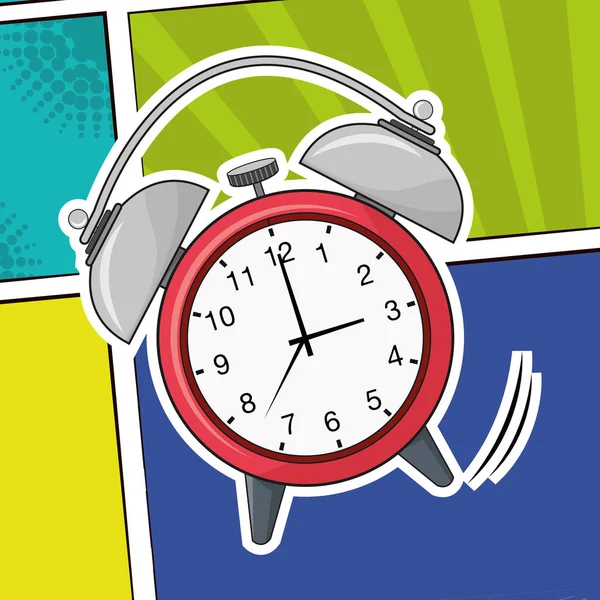 时钟的时间波普艺术设计彩色的背景 — 图库矢量图片