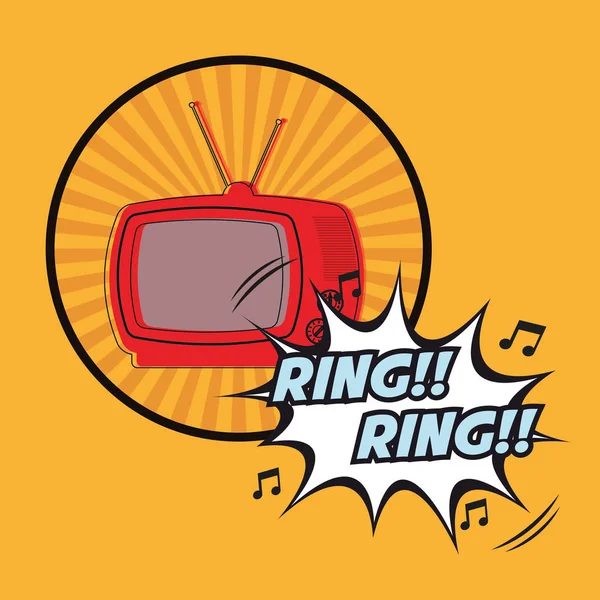TV ring rign vintage pop art design — стоковый вектор