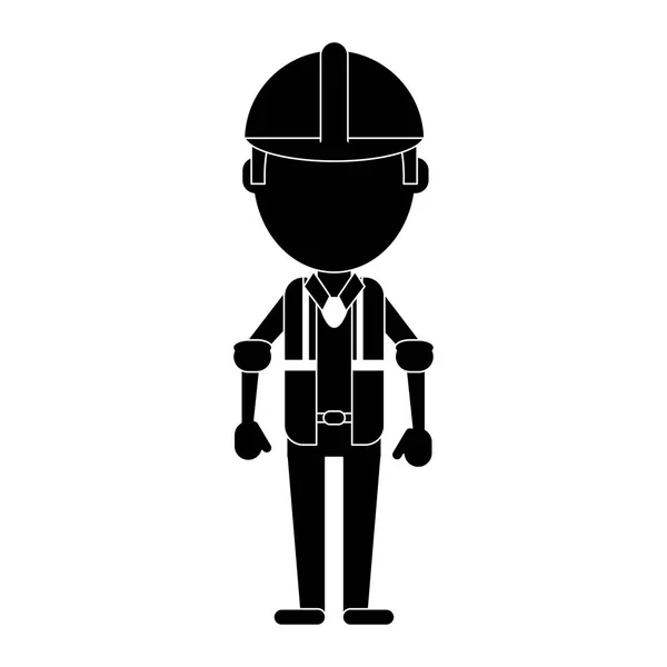 Construction man wearing vest helmet pictogram — Stock Vector