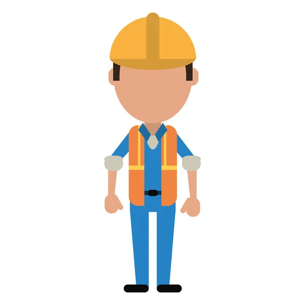 Construction homme portant gilet protecteur casque — Image vectorielle