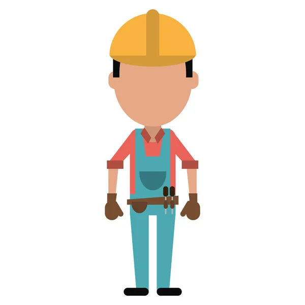 Construction man with tool belt gloves — Stock Vector