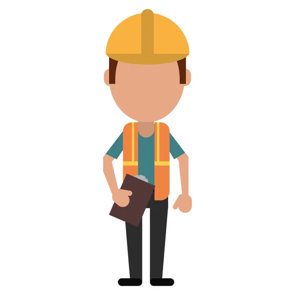 Foreman construction helmet vest and clipboard — Stock Vector