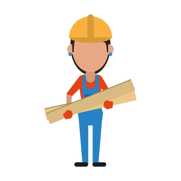 Donna costruzione tavole di legno costruzione — Vettoriale Stock