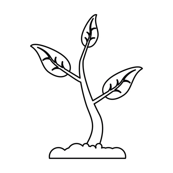 発芽成長植物エコ細い線 — ストックベクタ