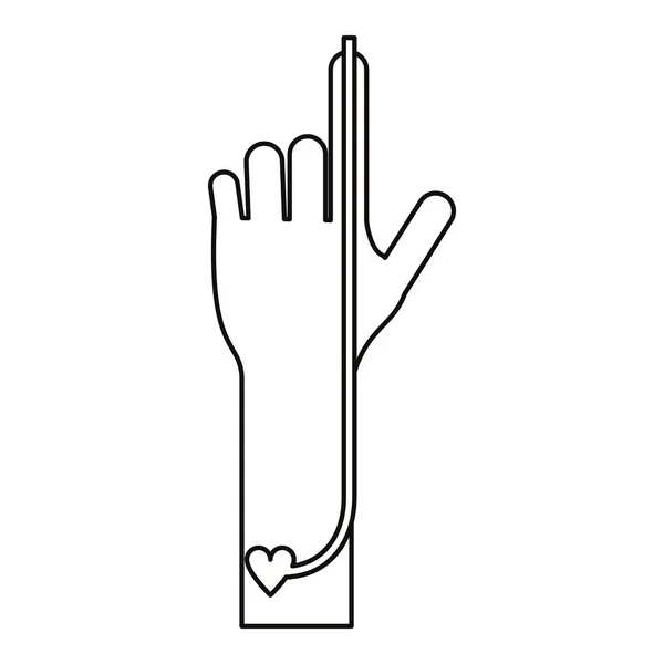 Sang de main donner transfusion cardiaque ligne mince — Image vectorielle
