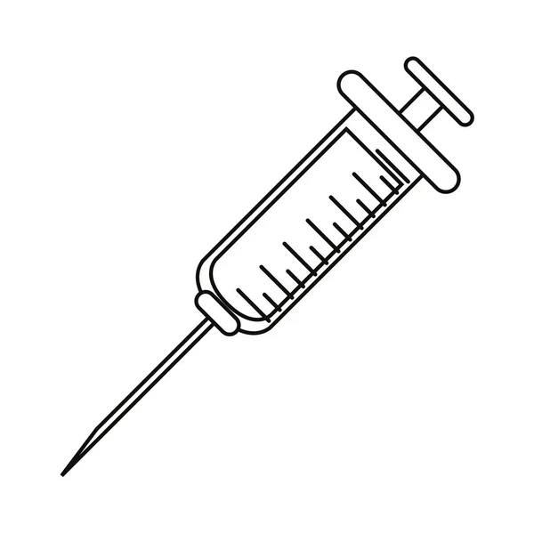 Medical syringe blood element thin line — Stock Vector