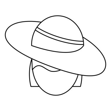 Kadınlar Günü yüz kadın şapka ince çizgi