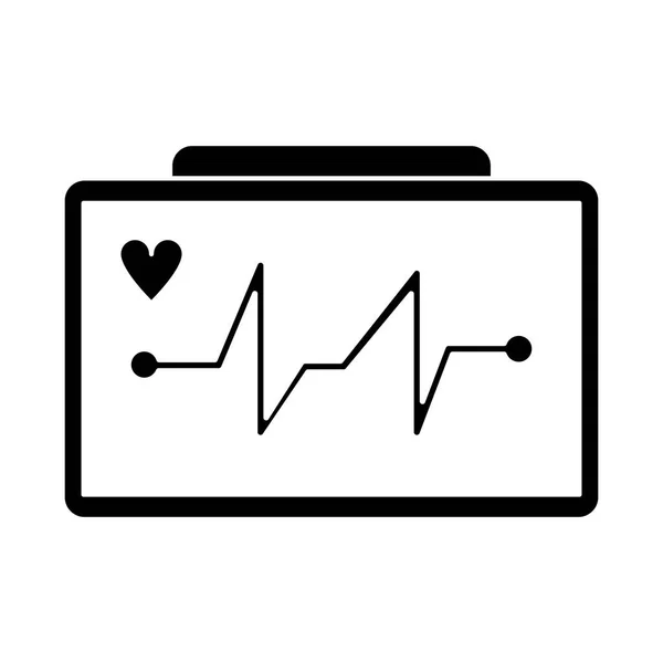 Ecg heart machine medical device pictogram — Stock Vector