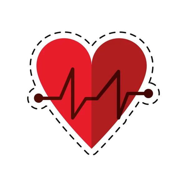 Dibujos animados latidos del corazón pulso cardiaco icono médico — Vector de stock