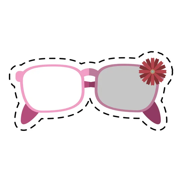Cartone animato occhiali femminili fiore decorativo — Vettoriale Stock