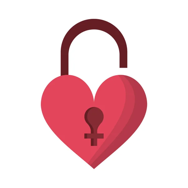 Roze hart hangslot vrouwelijke teken — Stockvector