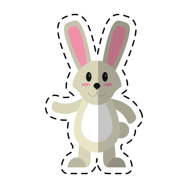 Dibujos animados conejito de Pascua lindo de pie — Vector de stock