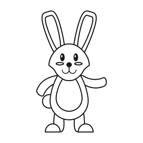 Easter bunny cute standing thin line — Stock Vector