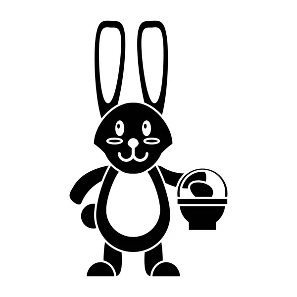 Conejito de Pascua con pictograma de huevo de cesta — Vector de stock