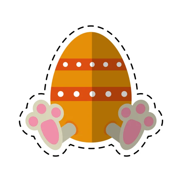 Cartoon easter egg with bunny paw — Stock Vector