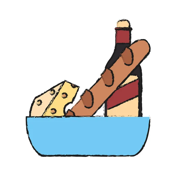 Wein, Käse und Brot — Stockvektor