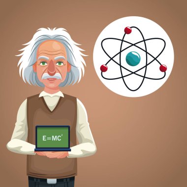 karakter bilim adamı fiziksel kurulu formül ve atom ile