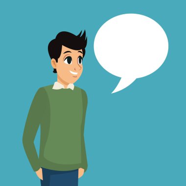 kabarcık konuşma ile genç adam