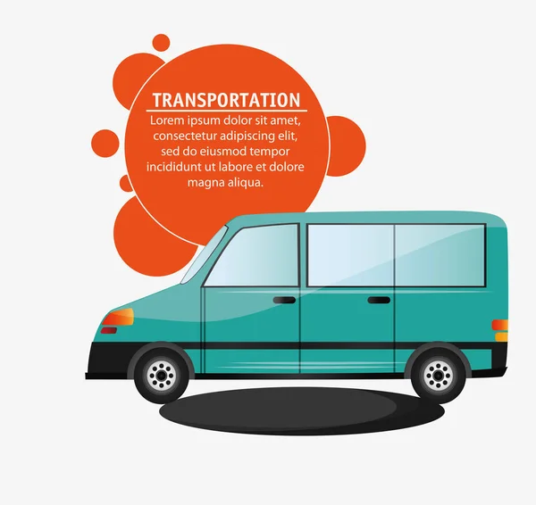 Transporte de vehículos furgoneta verde — Vector de stock