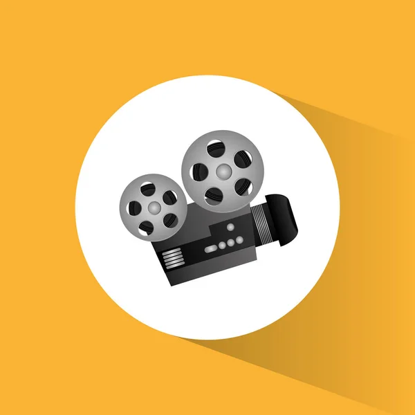 Κινηματογραφική κάμερα προβολέα ταινιών στρογγυλό εικονίδιο — Διανυσματικό Αρχείο