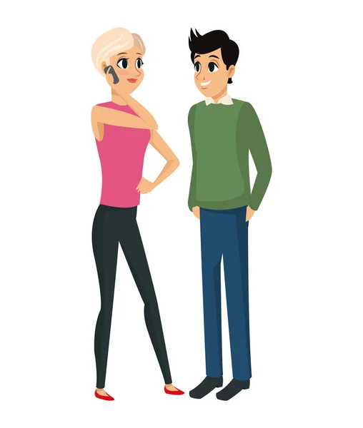 Couple young talking communication — Stock Vector