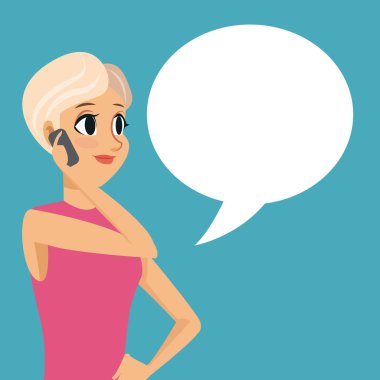 çizgi film kız smartphone konuşmak kabarcık konuşma